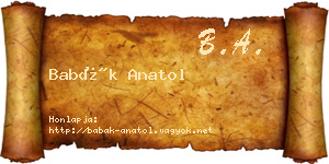 Babák Anatol névjegykártya